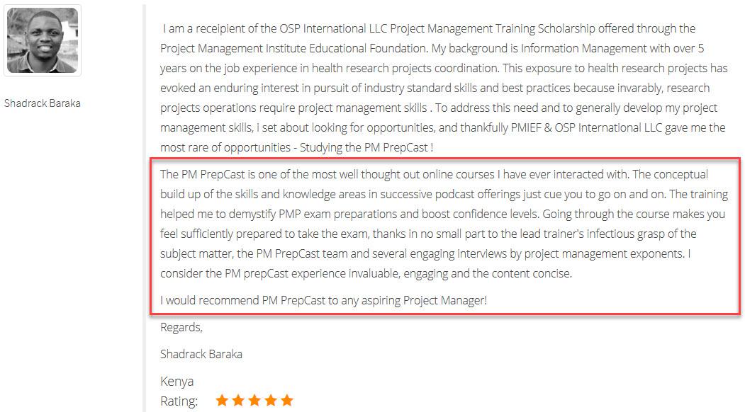 Testimonial Shadrack Baraka Testimonial