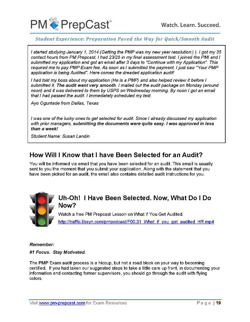 PMI Exam Audit Kit Page