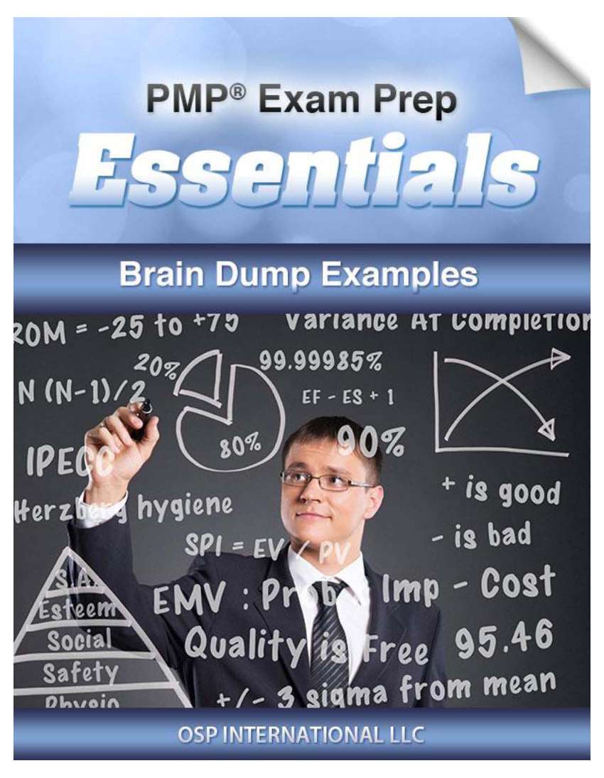 PMP Exam Prep Essentials Brain Dump Examples Page